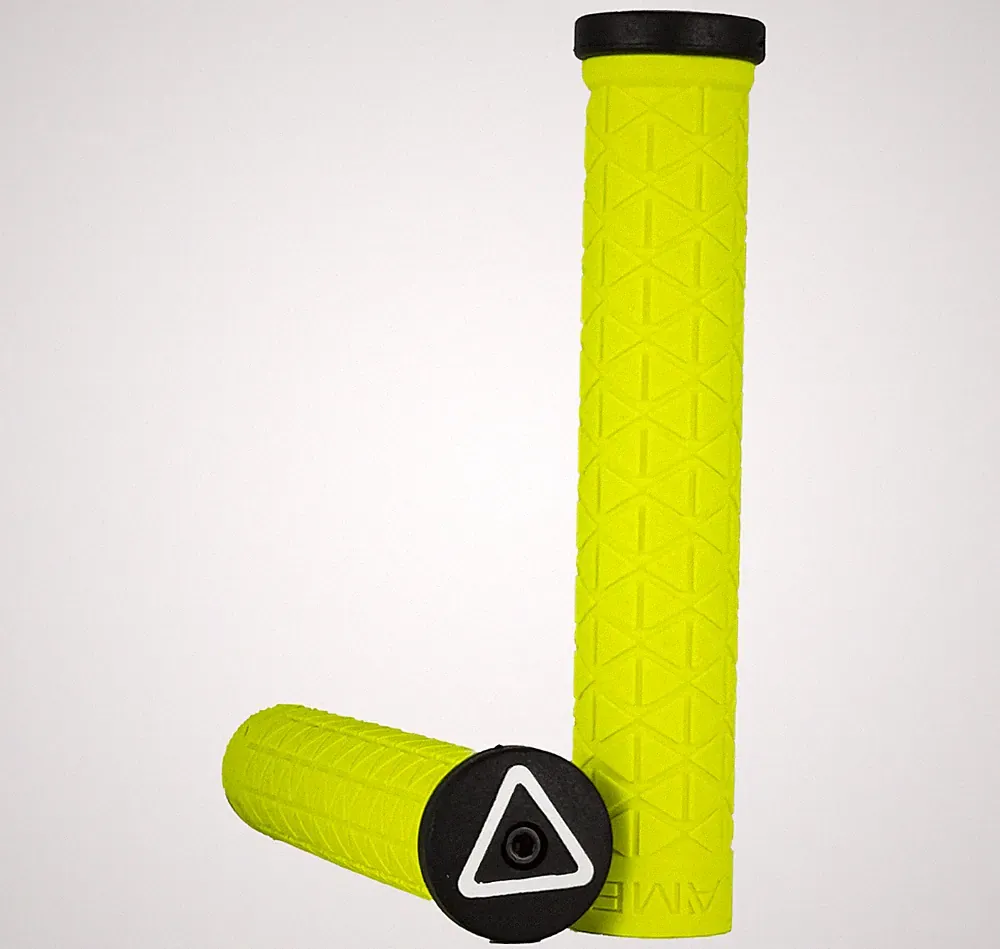 AME BMX Bike Grips Long Super Tri No Flange Fluorescent Yellow Bicycle PERFORMER
